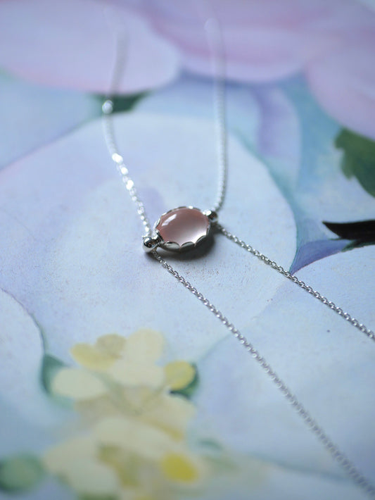 【受注生産〜10/11迄受付】Chain pink necklace 〔roze quartz〕