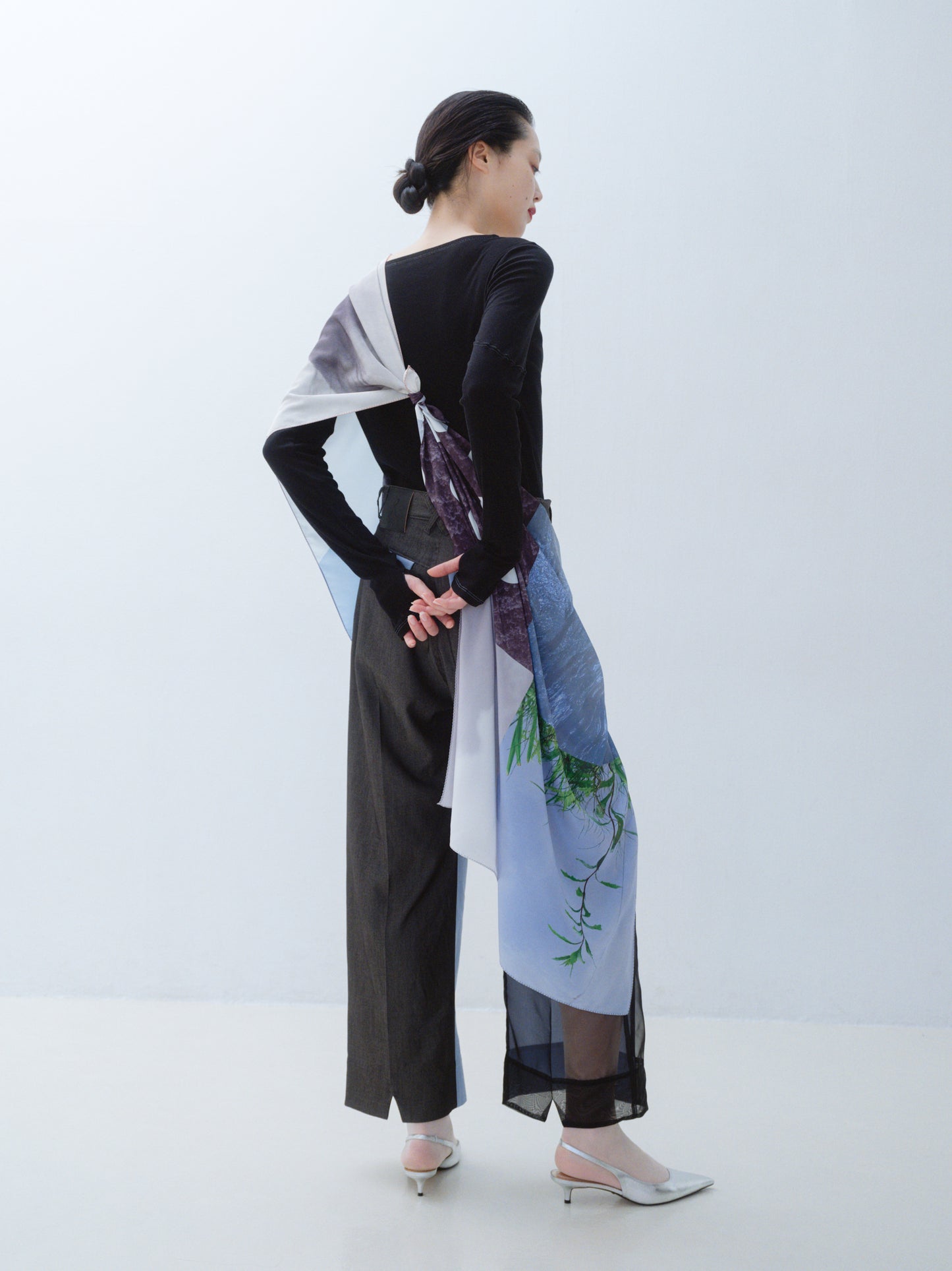 〔rich〕Collage denim slacks「視線が泳ぐ構築的デニム」