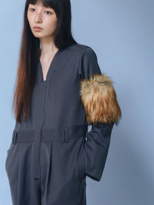 【Last one】〔plain〕Plain V neck jump suits original wool「作業着をルーツに大人の輪郭」