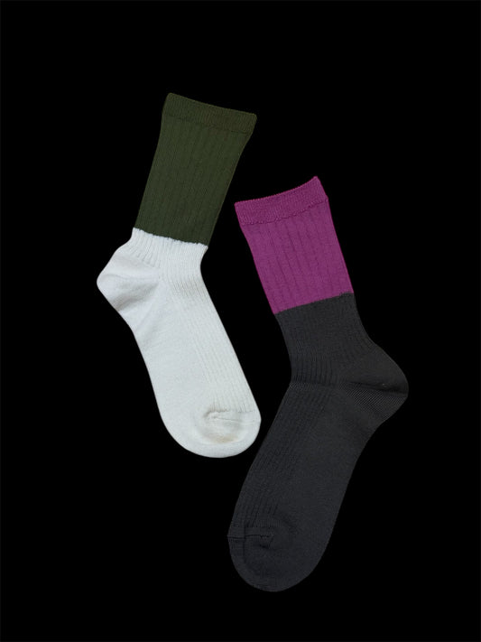 50%off〔plain〕Two tone wool rib socks「色を忍ばせる、冬の足元」