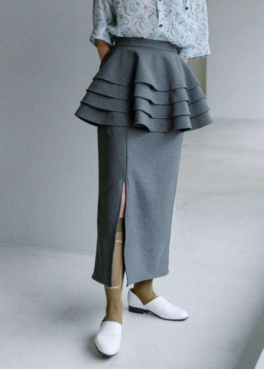 ▪️Slit tight long skirt〔plain〕