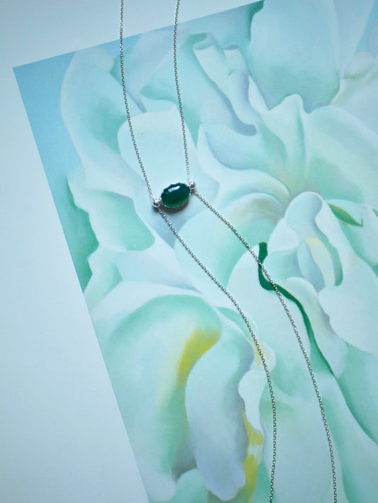 【受注生産〜10/11迄受付】Chain green necklace 〔agate〕