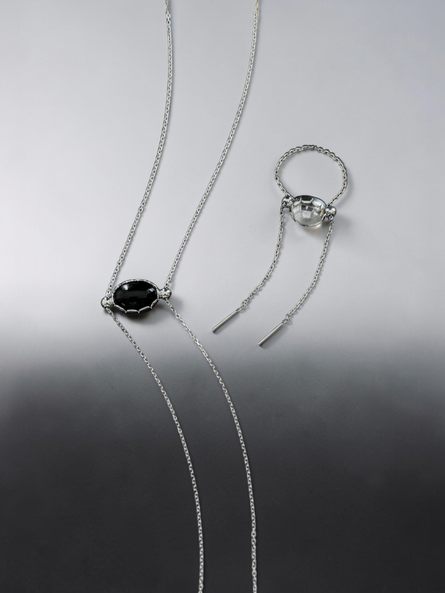 【受注生産3/7〜3/15迄受付】〔small article〕Chain onyx・crystal necklace