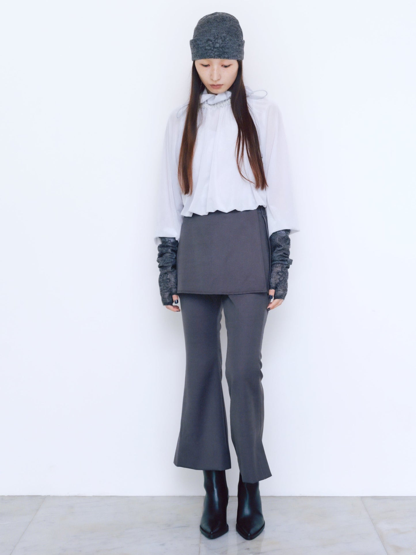 〔plain〕Sheer velour gather tops「とろみと透けで輪郭をぼかす」