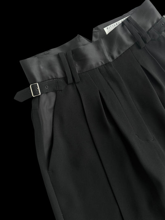 ◼︎Satin tuck slacks〔plain〕Black