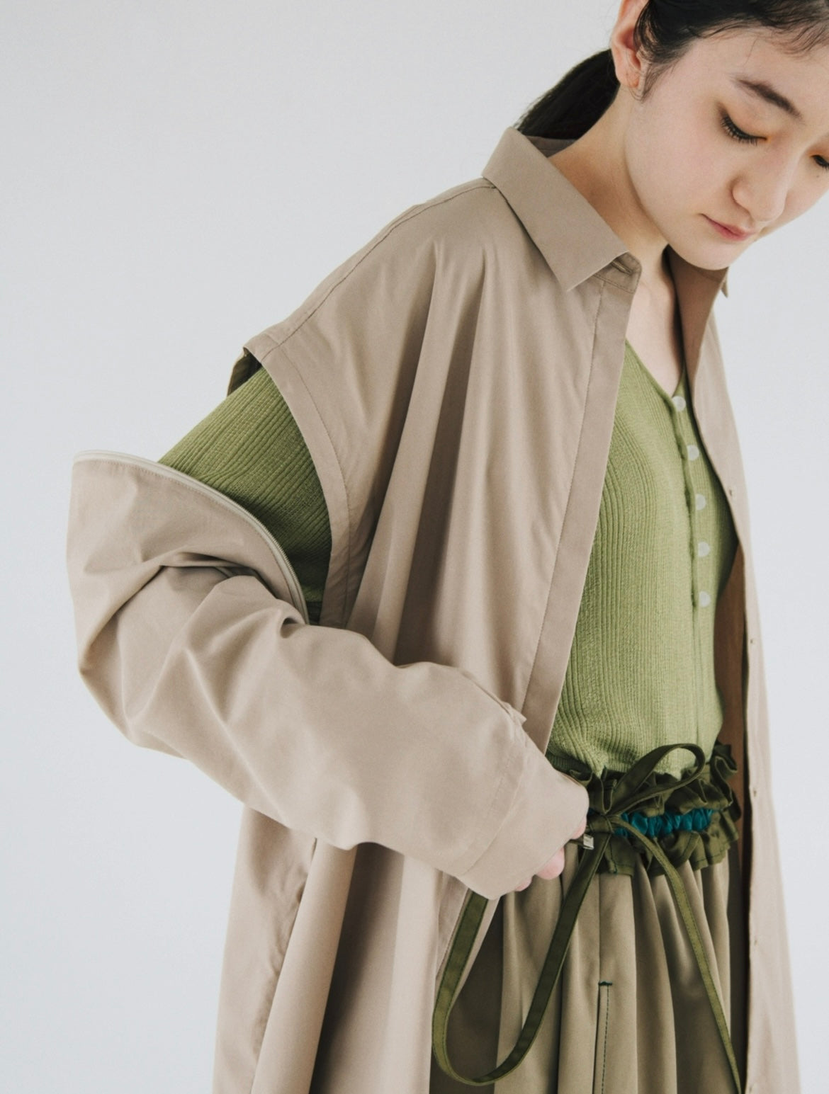 【Last one】〔plain〕milky matte shirt one piece