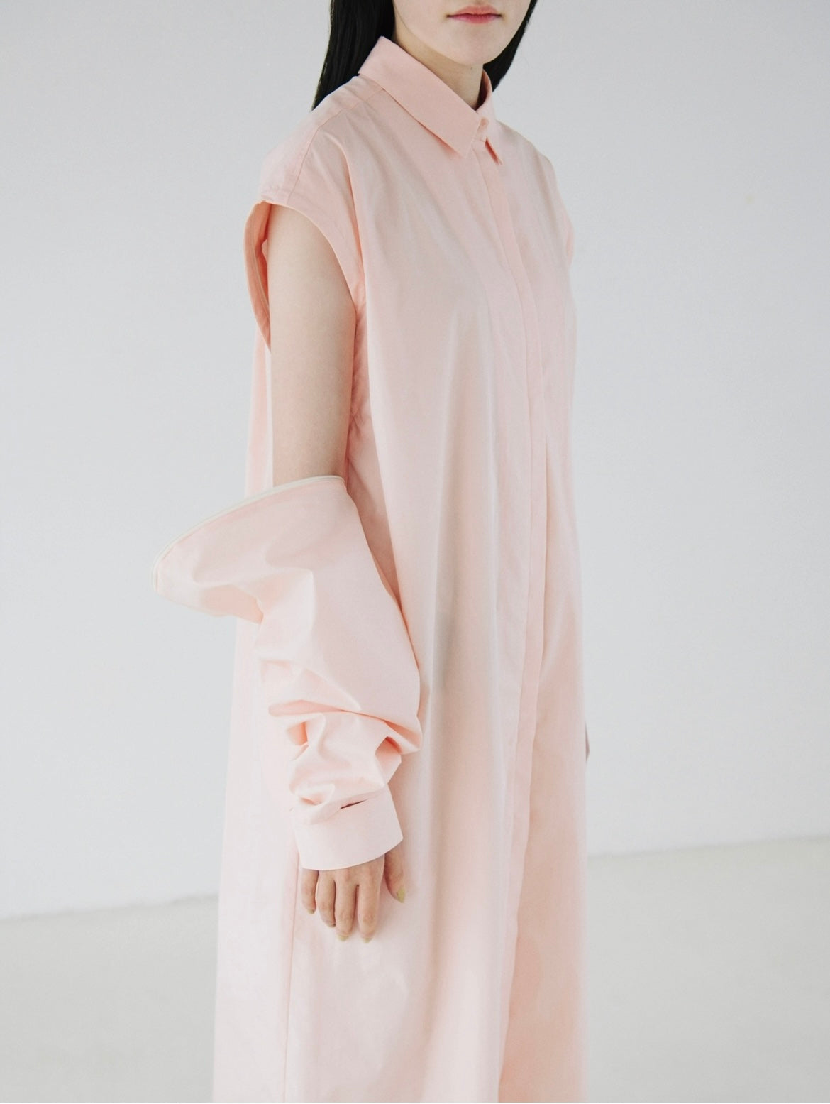 【Last one】〔plain〕milky matte shirt one piece