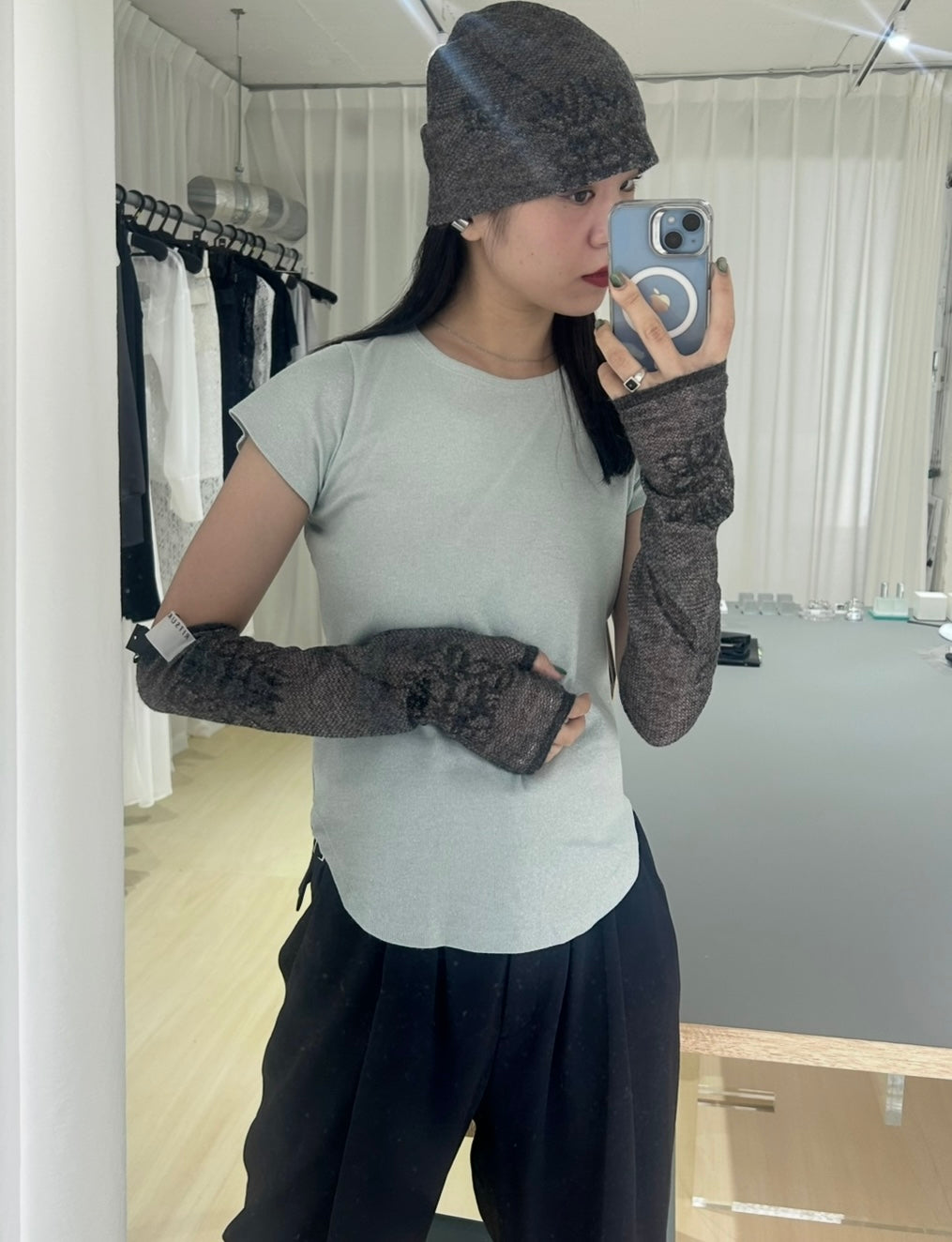 〔louise〕Rib inner half tops「さりげなく、きらめきを纏う」