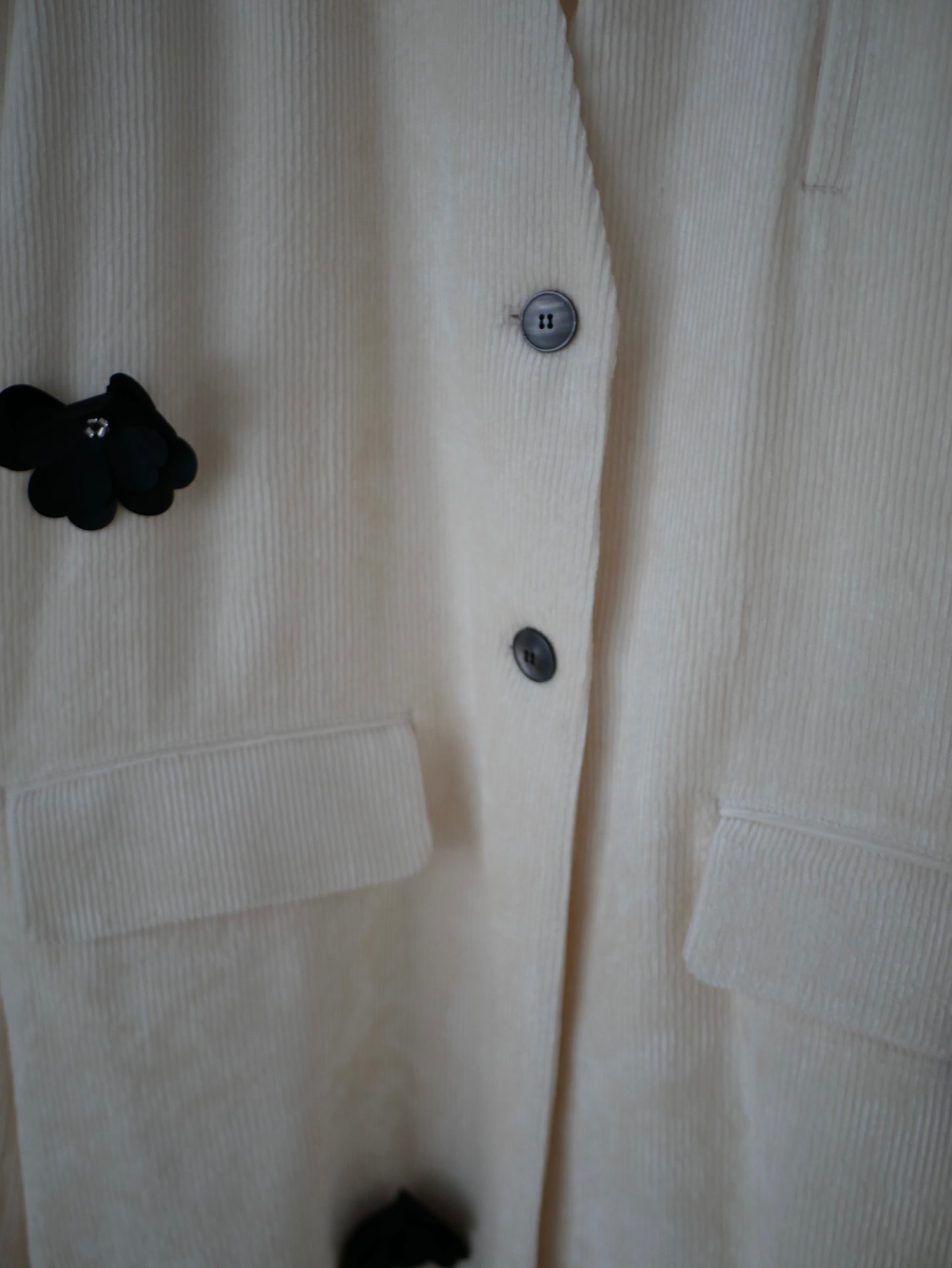 【Last one】〔rich〕Black flower collarless jacket