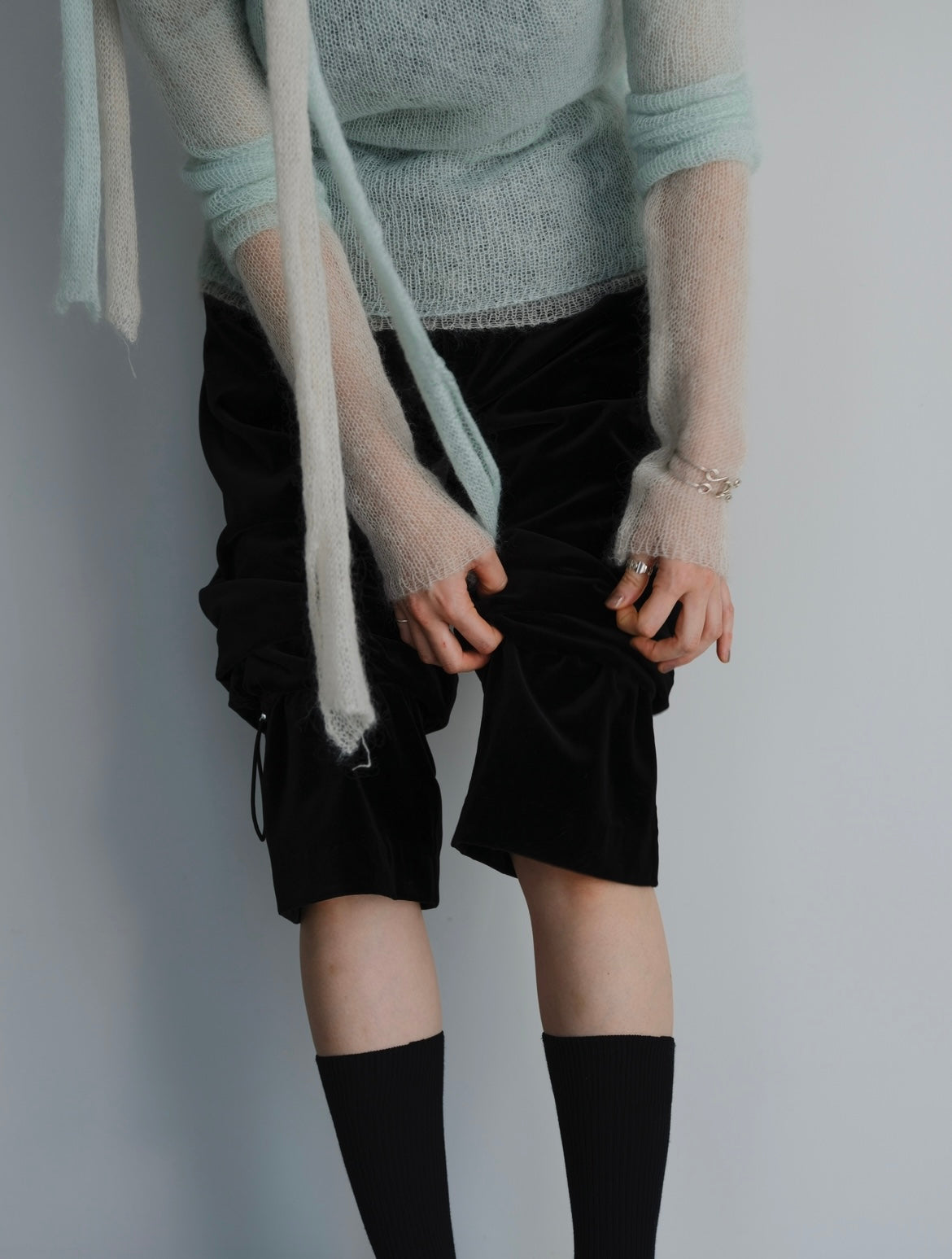 【Last one】〔plain〕 Muffler high gauge kid mohair knit「レイヤーの主役」