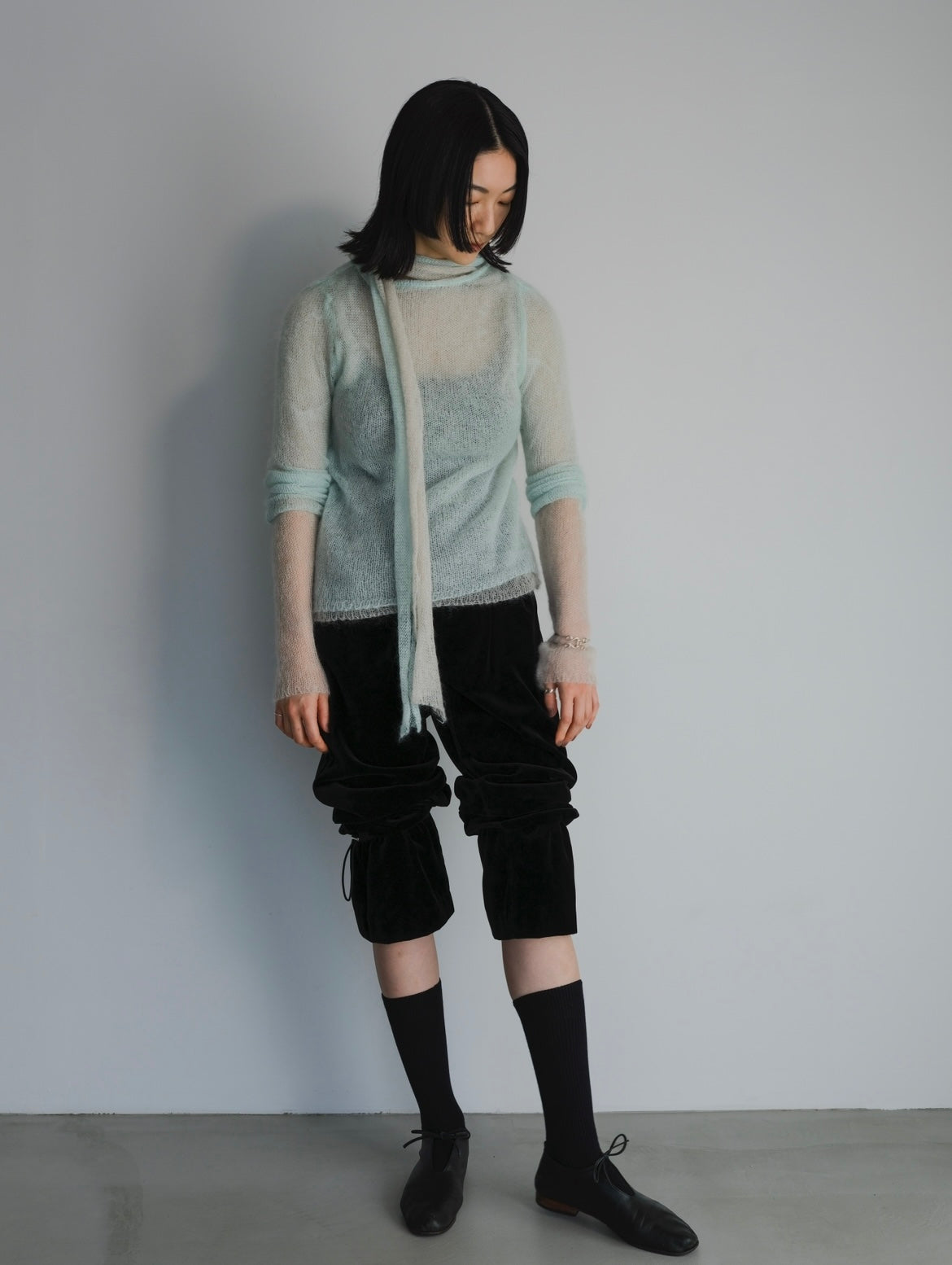 【Last one】〔plain〕 Muffler high gauge kid mohair knit「レイヤーの主役」