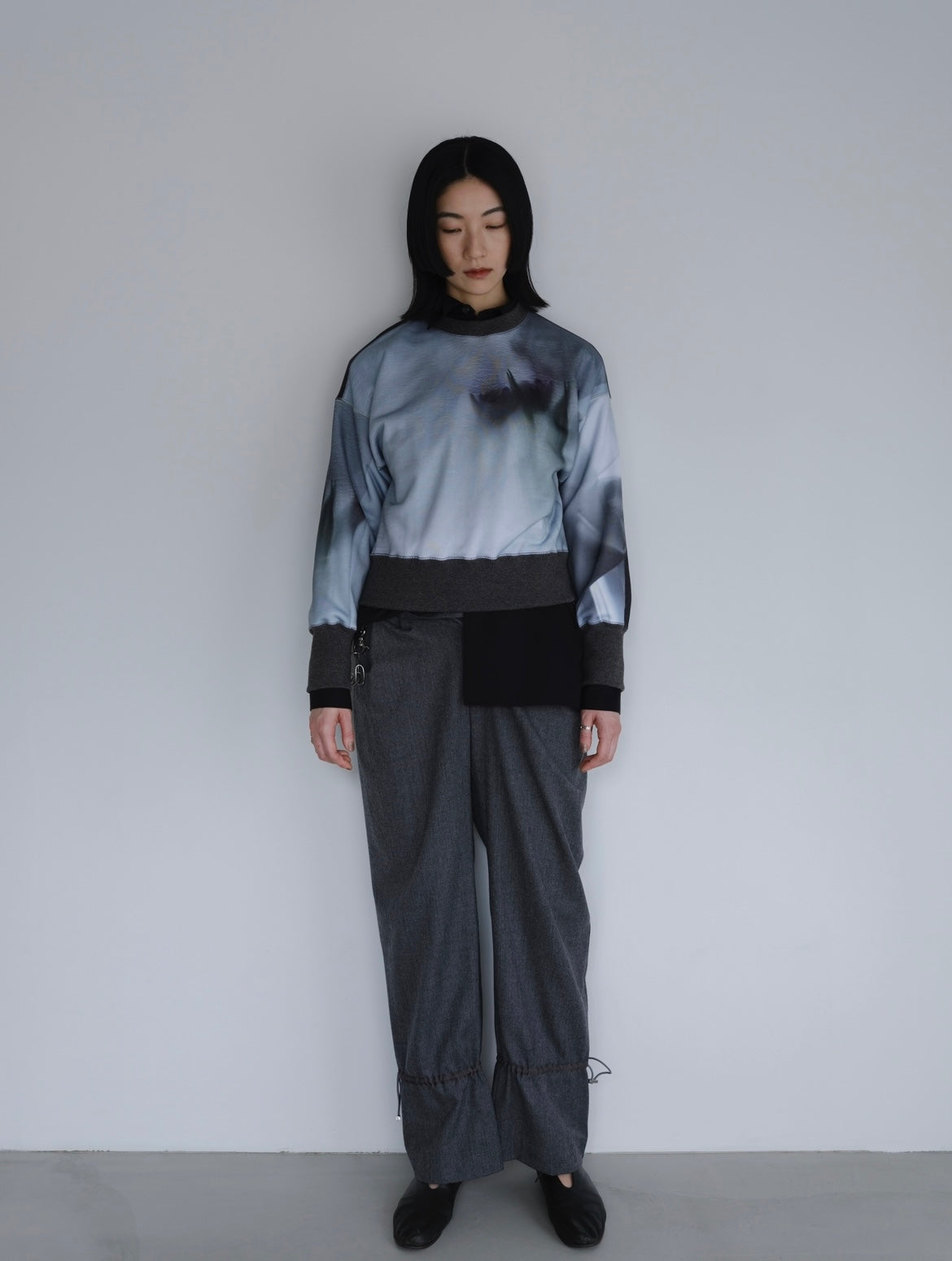 【Last one】〔rich〕 Silver hook & shirring pants「静かな主張を足元に」