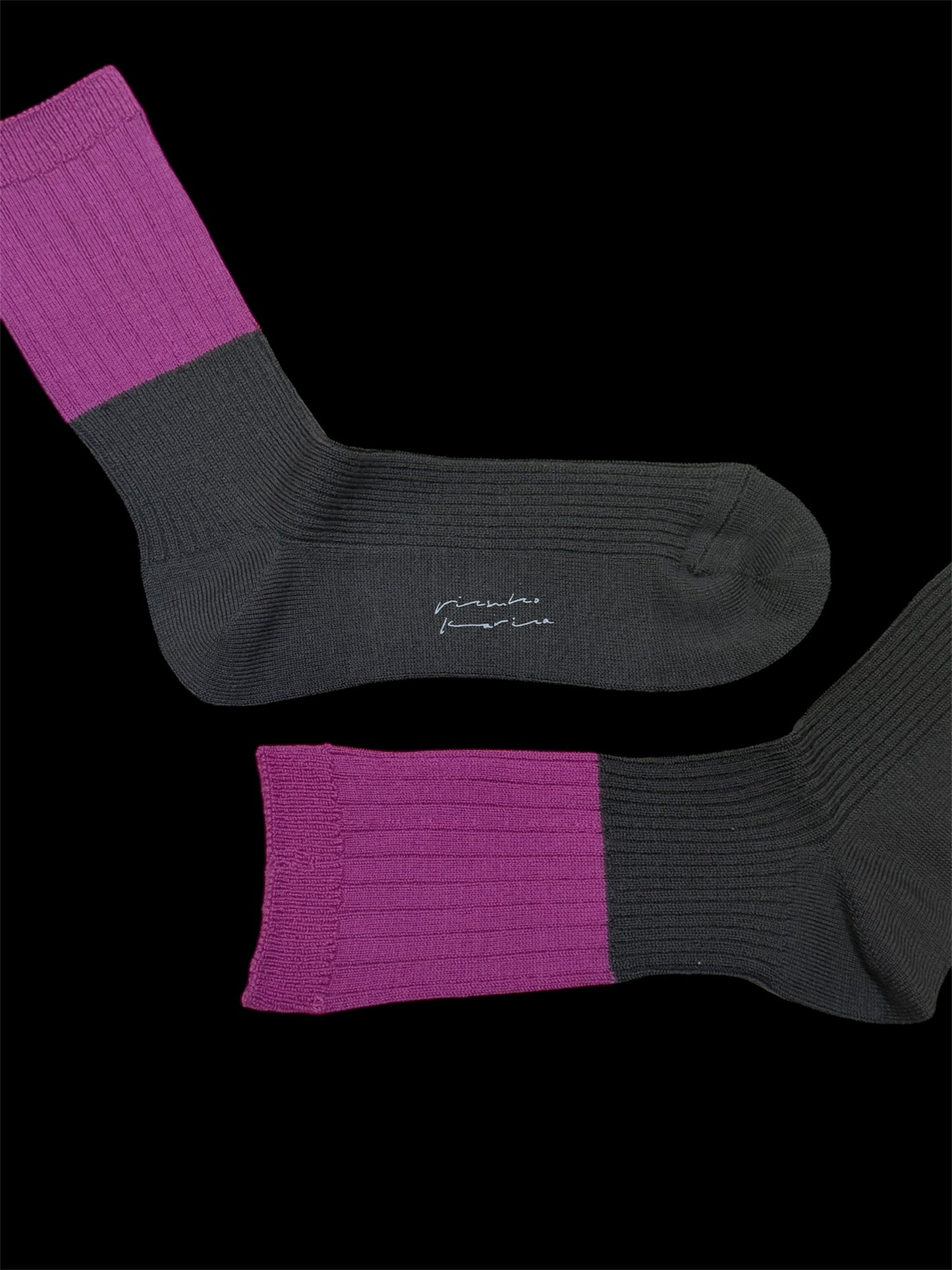 50% off [plain] Two-tone wool rib socks "Add a touch of color to your winter feet"