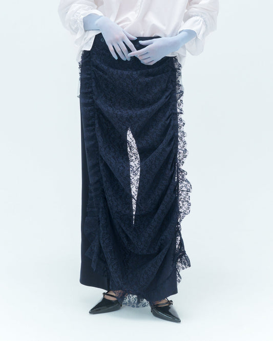 7.【全額支払い】Lace apron wool slacks〔rich〕【受注生産】