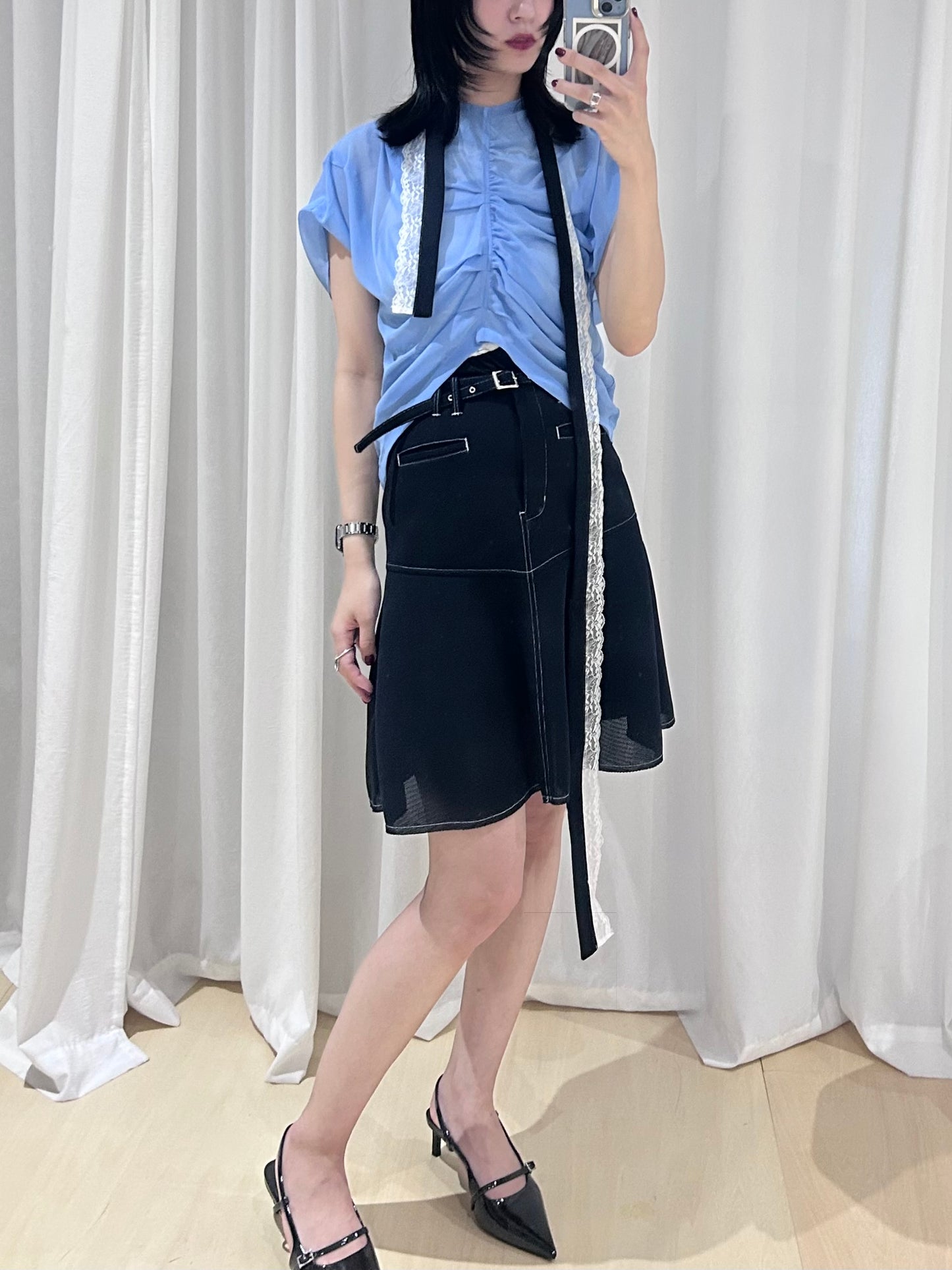 9,【全額支払い】Air mesh flare skirt〔plain〕【受注生産】