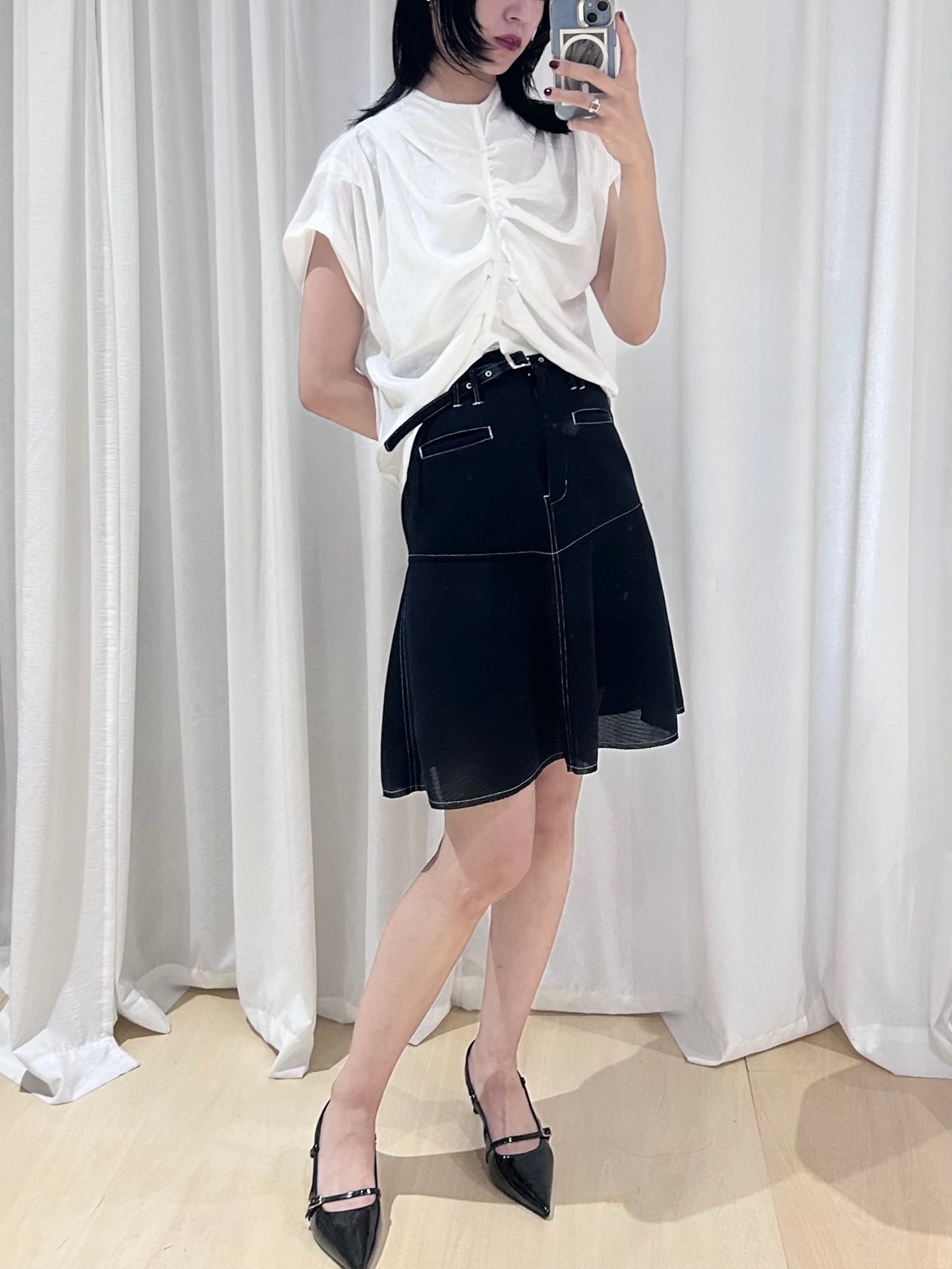 9,【全額支払い】Air mesh flare skirt〔plain〕【受注生産】