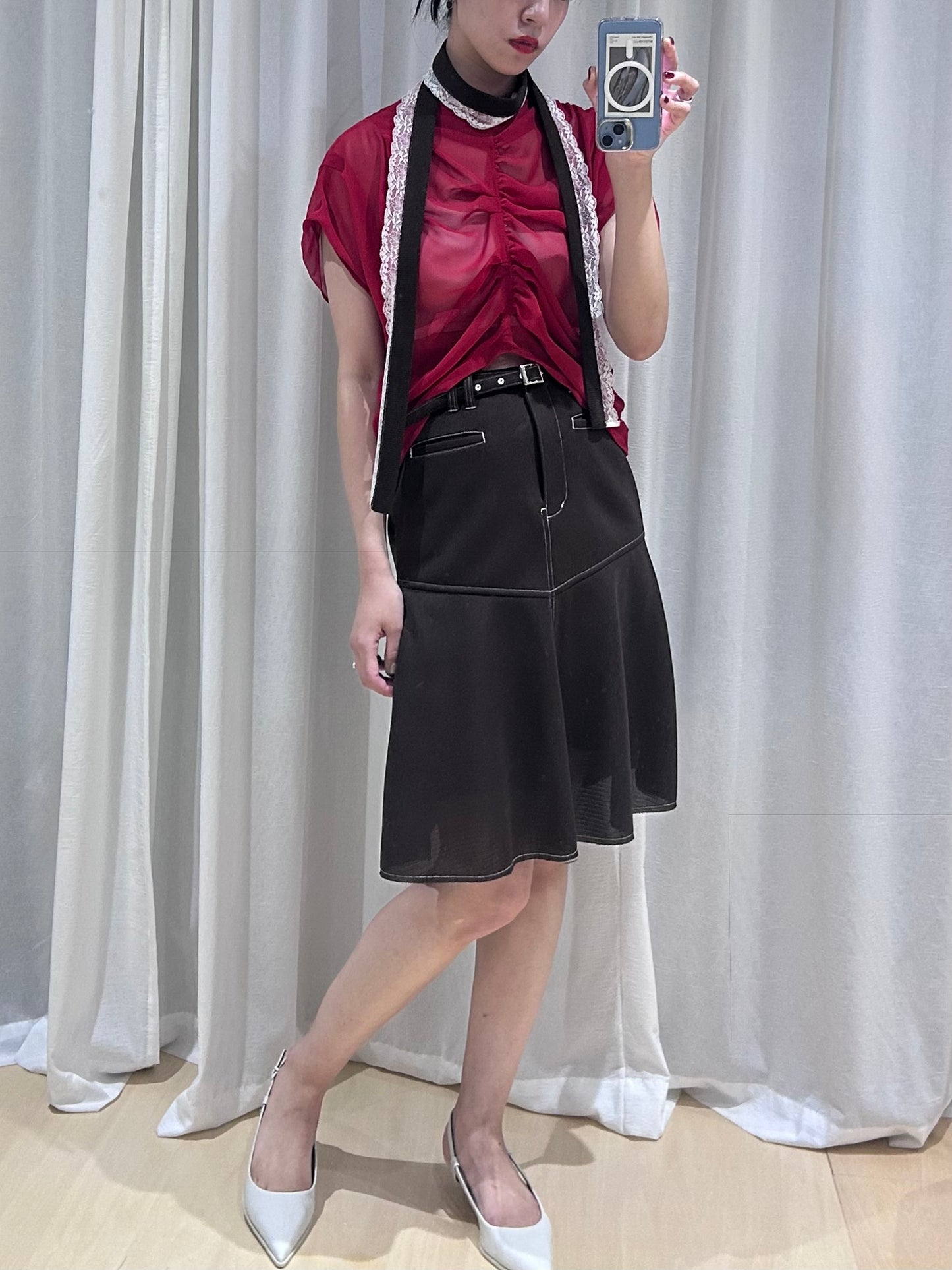 9,【全額支払い】Air mesh flare skirt〔plain〕【受注生産】