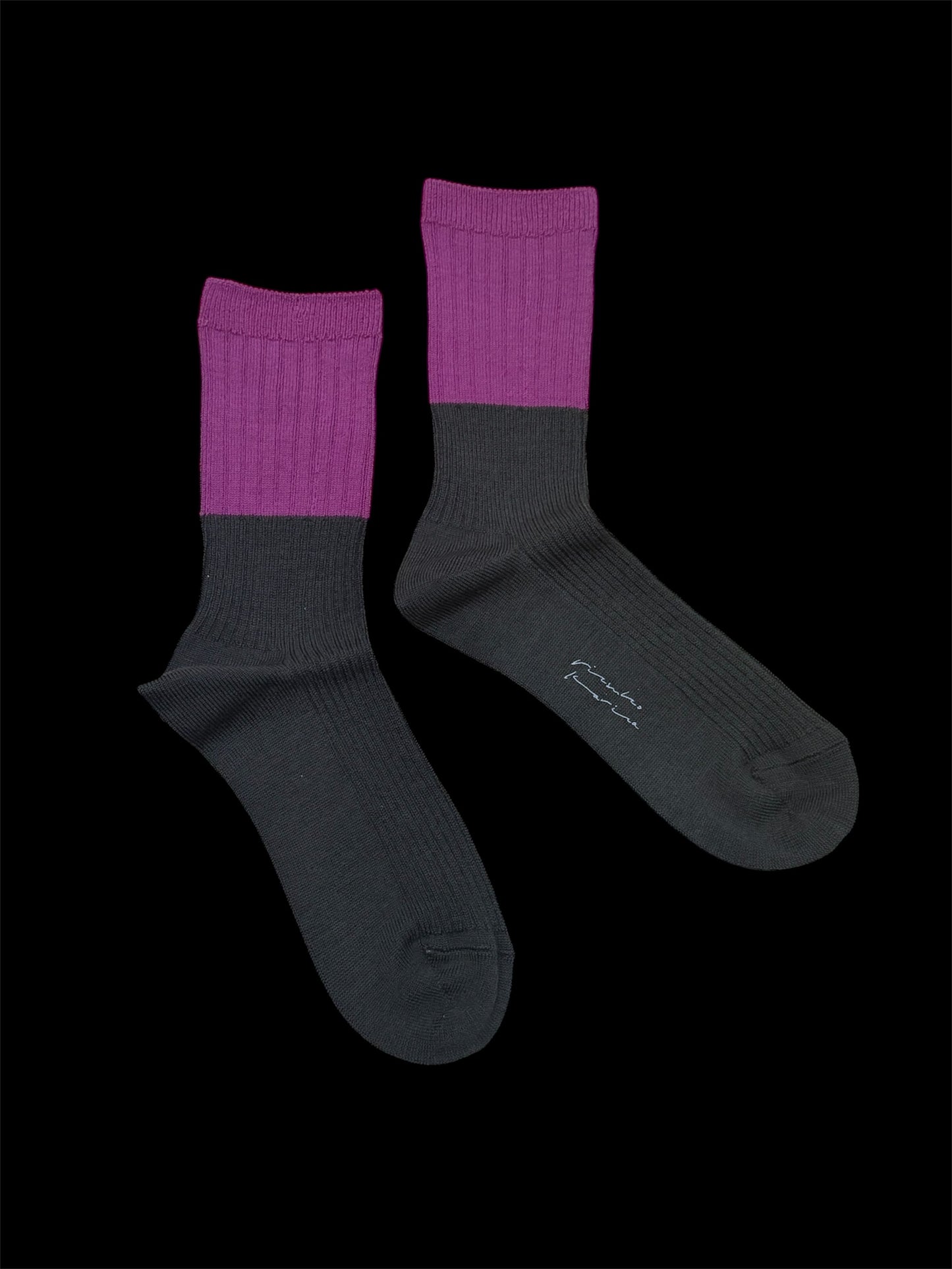 50% off [plain] Two-tone wool rib socks "Add a touch of color to your winter feet"