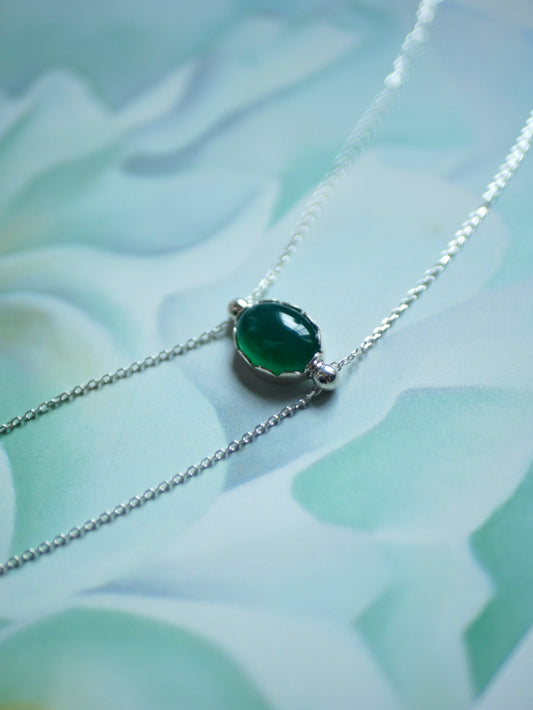 【受注生産〜10/11迄受付】Chain green necklace 〔agate〕