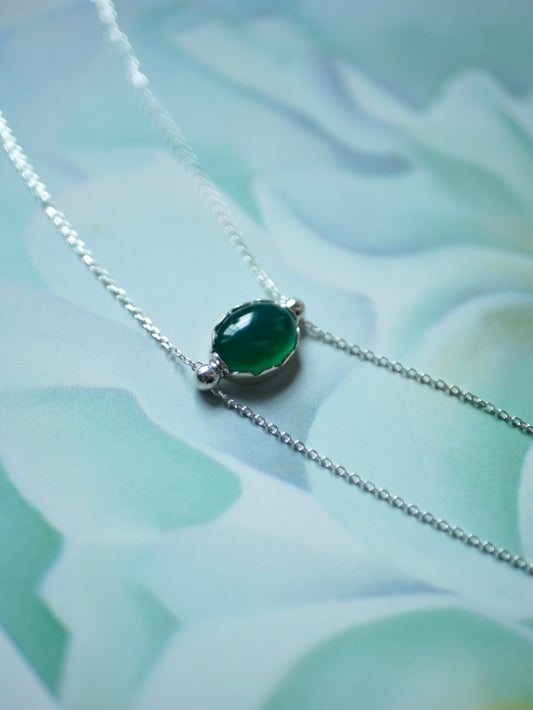 【受注生産〜10/11迄受付】Chain green necklace 〔small article〕