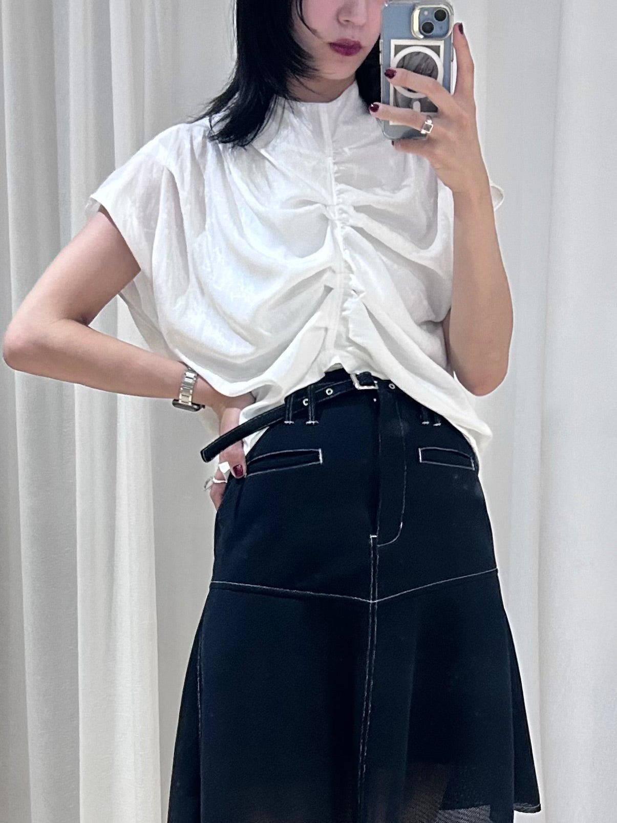 9,【全額支払い】Air mesh flare skirt〔plain〕【受注生産】