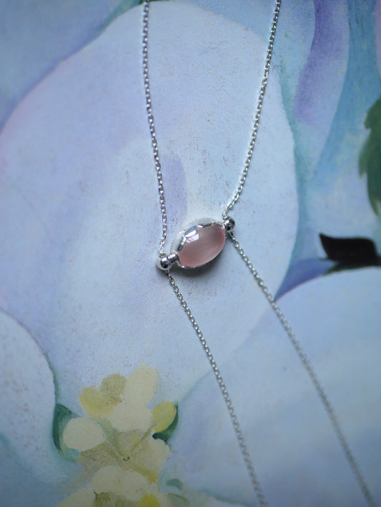 【受注生産〜10/11迄受付】Chain pink necklace 〔roze quartz〕