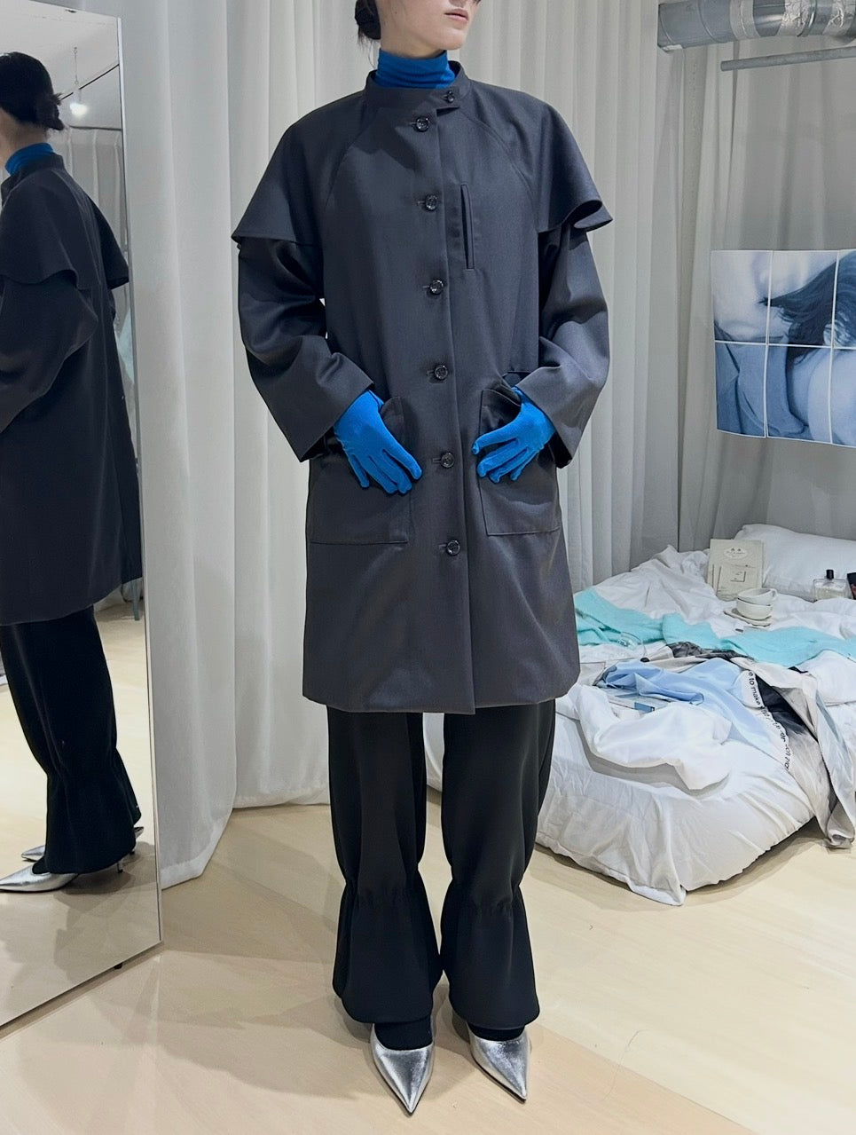 [Last one] [rich] Boyish flare coat, original wool "A refined, quiet flare"