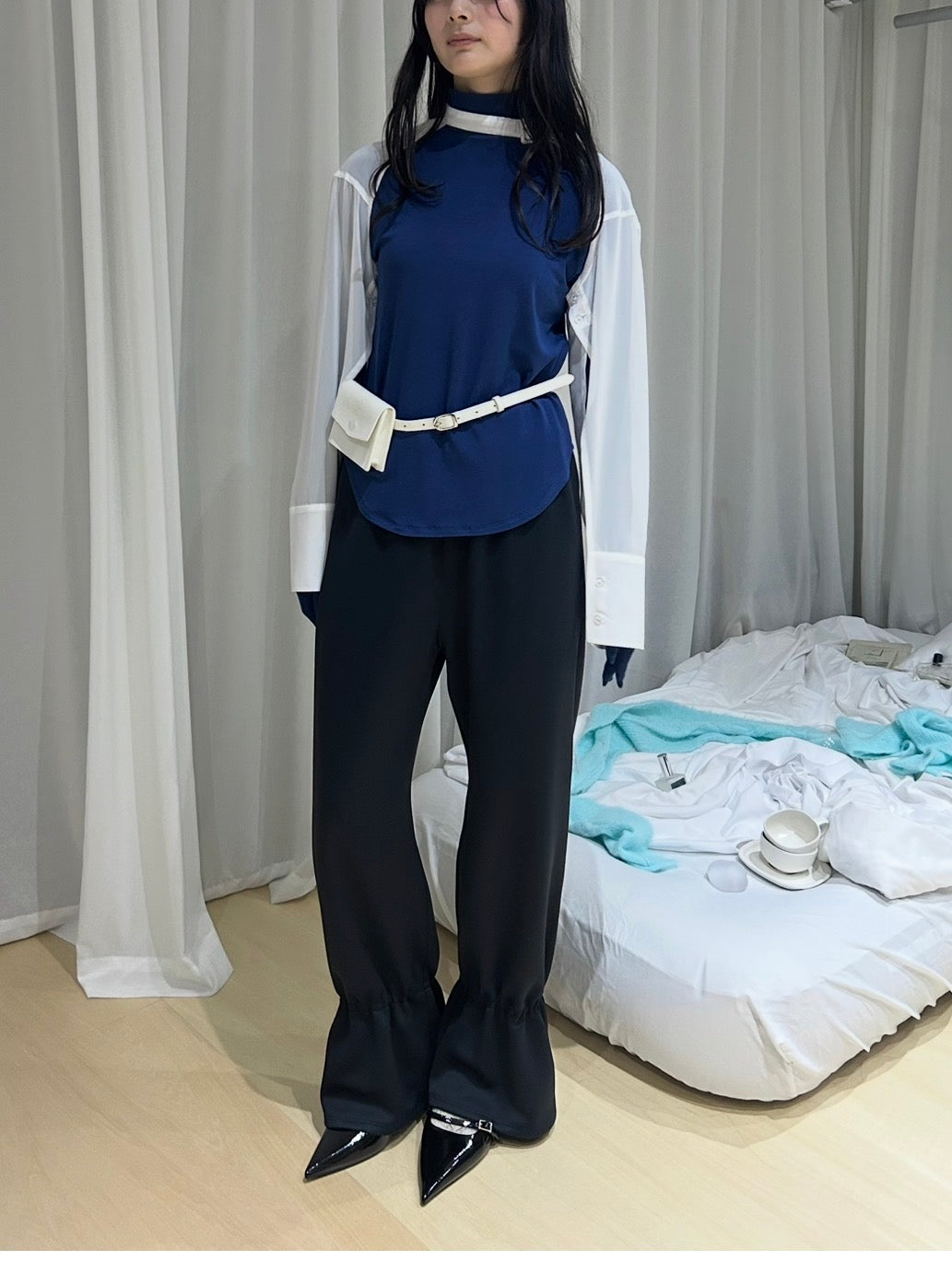 [louise] Louise flare hem pants・Black