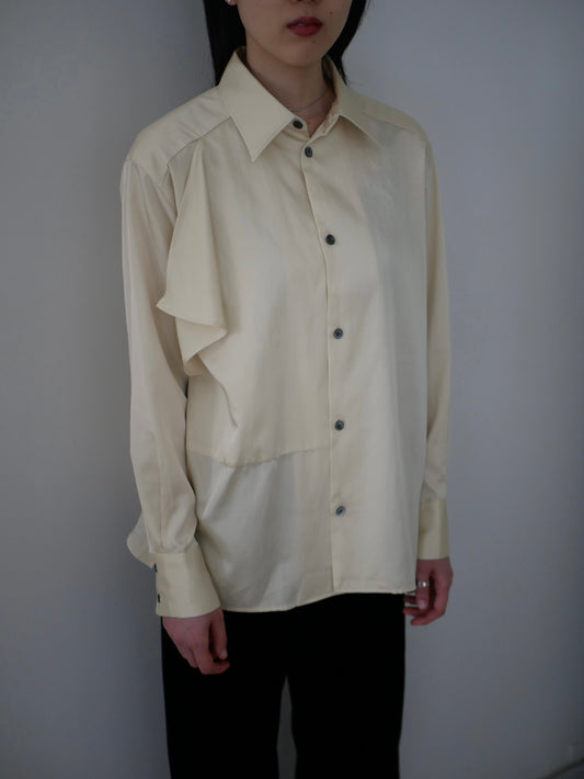 ◼︎Drooping box shirt・yellow 〔plain〕