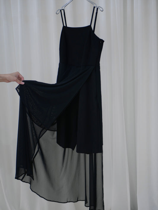 [plain] Sheer half jumpsuit "Transparent afterglow, layered silence"
