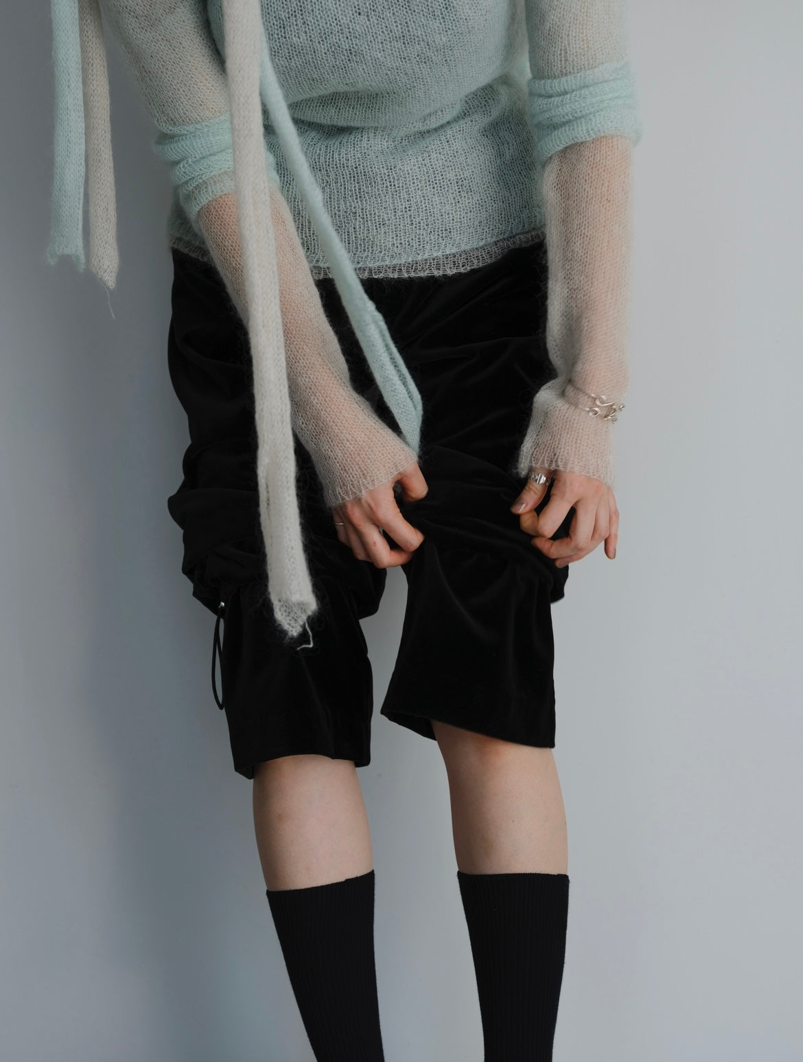 〔plain〕 Muffler high gauge kid mohair knit